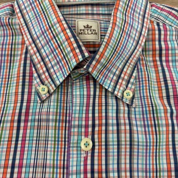 Peter Millar Mens Tailored Fit Brighton Cotton Sport Shirt - NAVY - Picture 5 of 9